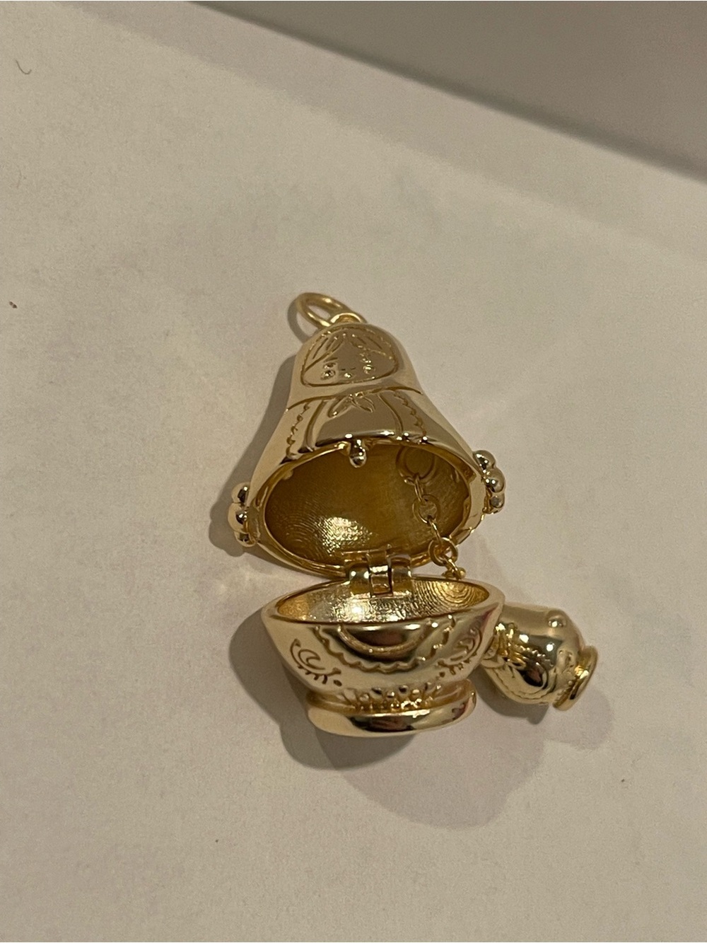 Gold Matryoshka Nesting Doll Charm Pendant WeHoTreasure - Picture 4 of 6